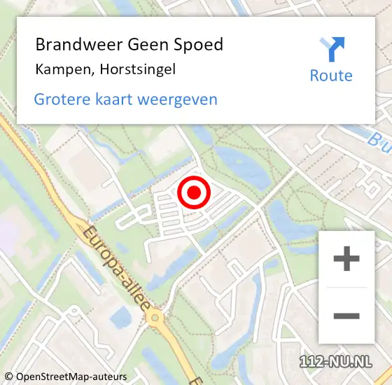 Locatie op kaart van de 112 melding: Brandweer Geen Spoed Naar Kampen, Horstsingel op 15 januari 2022 09:15