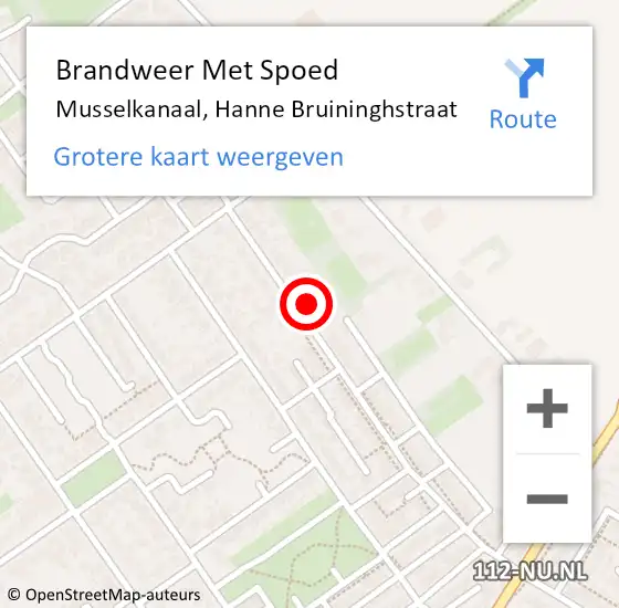 Locatie op kaart van de 112 melding: Brandweer Met Spoed Naar Musselkanaal, Hanne Bruininghstraat op 15 januari 2022 09:32