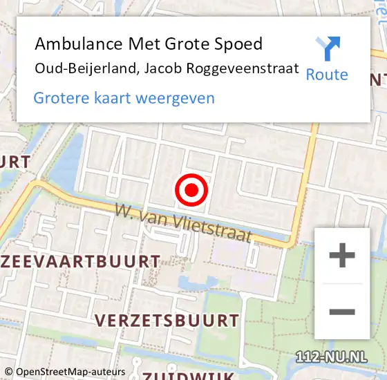 Locatie op kaart van de 112 melding: Ambulance Met Grote Spoed Naar Oud-Beijerland, Jacob Roggeveenstraat op 15 januari 2022 09:39