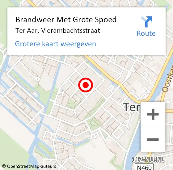 Locatie op kaart van de 112 melding: Brandweer Met Grote Spoed Naar Ter Aar, Vierambachtsstraat op 15 januari 2022 10:16