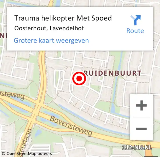 Locatie op kaart van de 112 melding: Trauma helikopter Met Spoed Naar Oosterhout, Lavendelhof op 15 januari 2022 10:27