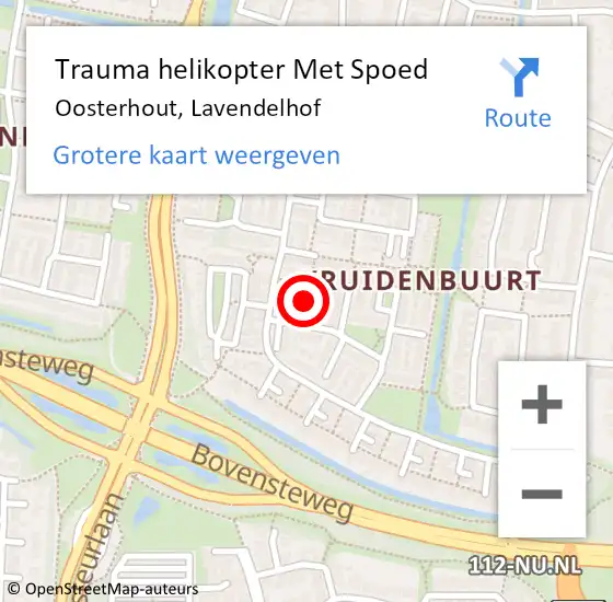 Locatie op kaart van de 112 melding: Trauma helikopter Met Spoed Naar Oosterhout, Lavendelhof op 15 januari 2022 10:28