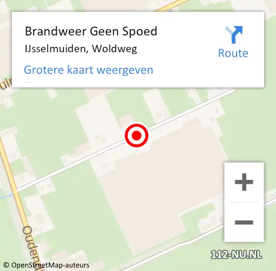 Locatie op kaart van de 112 melding: Brandweer Geen Spoed Naar IJsselmuiden, Woldweg op 15 januari 2022 10:42