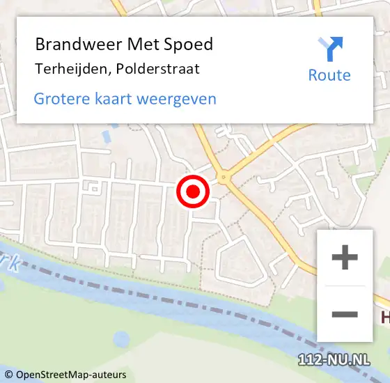 Locatie op kaart van de 112 melding: Brandweer Met Spoed Naar Terheijden, Polderstraat op 15 januari 2022 11:05