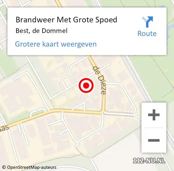 Locatie op kaart van de 112 melding: Brandweer Met Grote Spoed Naar Best, de Dommel op 15 januari 2022 11:52