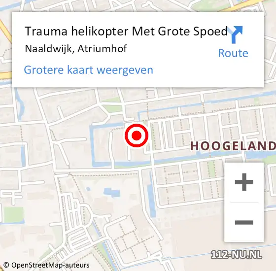 Locatie op kaart van de 112 melding: Trauma helikopter Met Grote Spoed Naar Naaldwijk, Atriumhof op 15 januari 2022 11:53