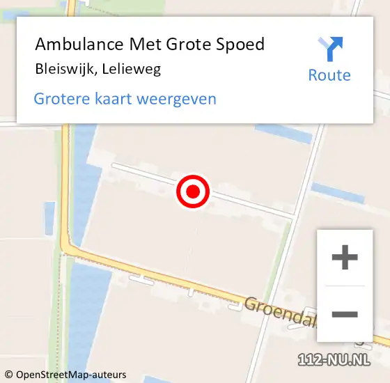 Locatie op kaart van de 112 melding: Ambulance Met Grote Spoed Naar Bleiswijk, Lelieweg op 15 januari 2022 11:53