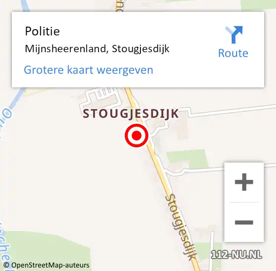 Locatie op kaart van de 112 melding: Politie Mijnsheerenland, Stougjesdijk op 15 januari 2022 12:25