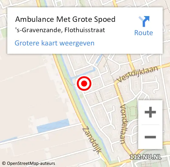 Locatie op kaart van de 112 melding: Ambulance Met Grote Spoed Naar 's-Gravenzande, Flothuisstraat op 15 januari 2022 12:27