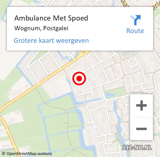 Locatie op kaart van de 112 melding: Ambulance Met Spoed Naar Wognum, Postgalei op 15 januari 2022 12:33