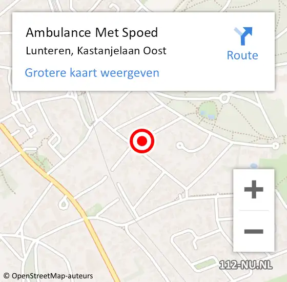 Locatie op kaart van de 112 melding: Ambulance Met Spoed Naar Lunteren, Kastanjelaan Oost op 15 januari 2022 12:43