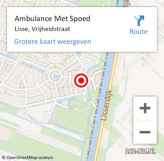 Locatie op kaart van de 112 melding: Ambulance Met Spoed Naar Lisse, Vrijheidstraat op 15 januari 2022 13:21