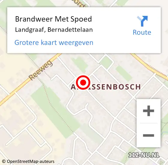 Locatie op kaart van de 112 melding: Brandweer Met Spoed Naar Landgraaf, Bernadettelaan op 15 januari 2022 13:27