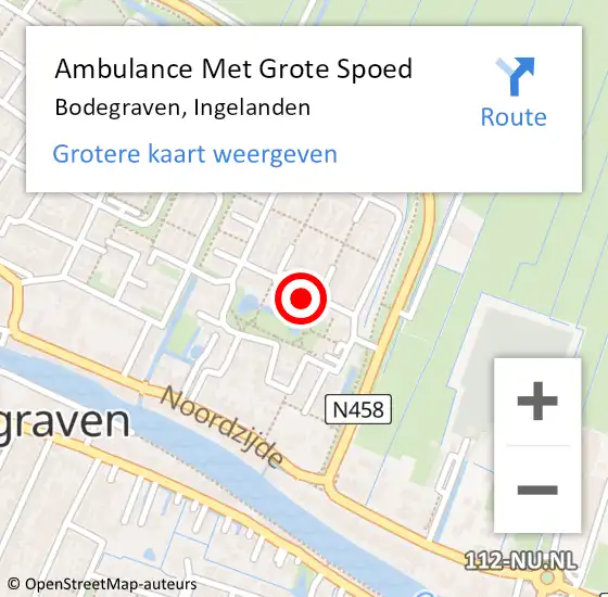 Locatie op kaart van de 112 melding: Ambulance Met Grote Spoed Naar Bodegraven, Ingelanden op 15 januari 2022 13:41