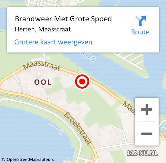 Locatie op kaart van de 112 melding: Brandweer Met Grote Spoed Naar Herten, Maasstraat op 15 januari 2022 14:05