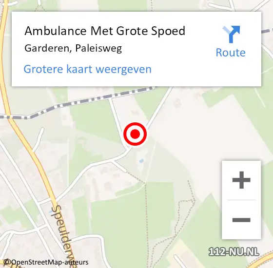 Locatie op kaart van de 112 melding: Ambulance Met Grote Spoed Naar Garderen, Paleisweg op 15 januari 2022 14:05