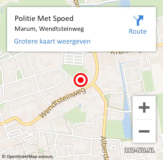 Locatie op kaart van de 112 melding: Politie Met Spoed Naar Marum, Wendtsteinweg op 15 januari 2022 14:09