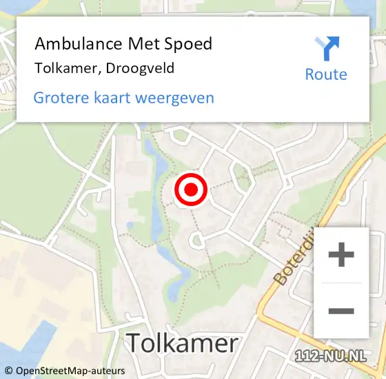 Locatie op kaart van de 112 melding: Ambulance Met Spoed Naar Tolkamer, Droogveld op 15 januari 2022 14:15