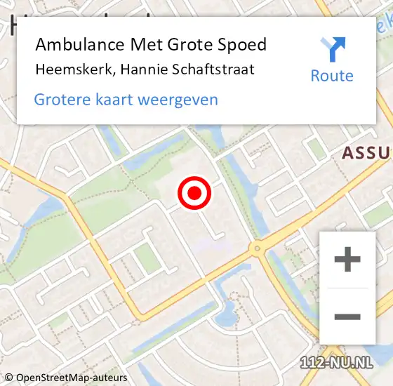 Locatie op kaart van de 112 melding: Ambulance Met Grote Spoed Naar Heemskerk, Hannie Schaftstraat op 15 januari 2022 14:34