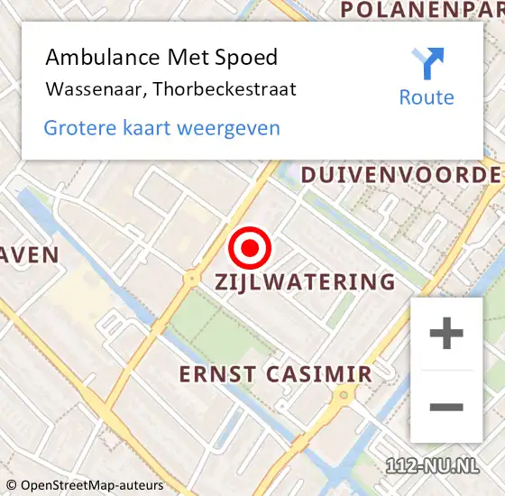 Locatie op kaart van de 112 melding: Ambulance Met Spoed Naar Wassenaar, Thorbeckestraat op 15 januari 2022 14:54