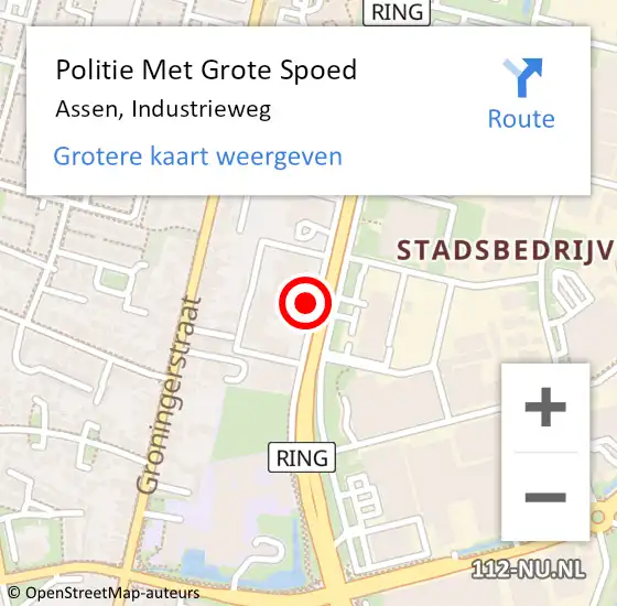 Locatie op kaart van de 112 melding: Politie Met Grote Spoed Naar Assen, Industrieweg op 15 januari 2022 15:08