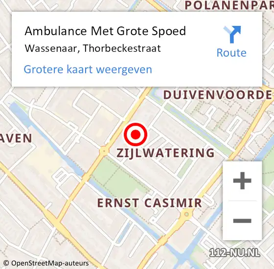 Locatie op kaart van de 112 melding: Ambulance Met Grote Spoed Naar Wassenaar, Thorbeckestraat op 15 januari 2022 15:24