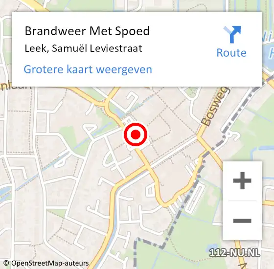 Locatie op kaart van de 112 melding: Brandweer Met Spoed Naar Leek, Samuël Leviestraat op 15 januari 2022 15:35