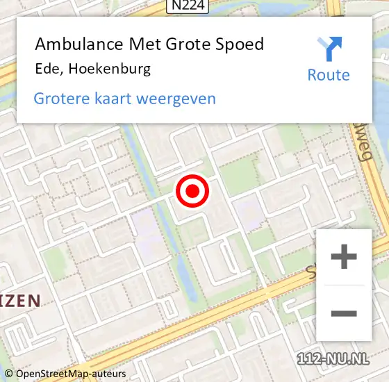 Locatie op kaart van de 112 melding: Ambulance Met Grote Spoed Naar Ede, Hoekenburg op 15 januari 2022 15:38