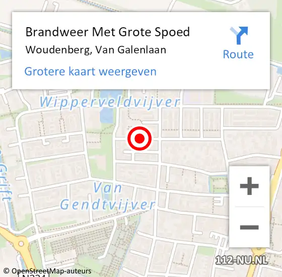 Locatie op kaart van de 112 melding: Brandweer Met Grote Spoed Naar Woudenberg, Van Galenlaan op 15 januari 2022 15:55