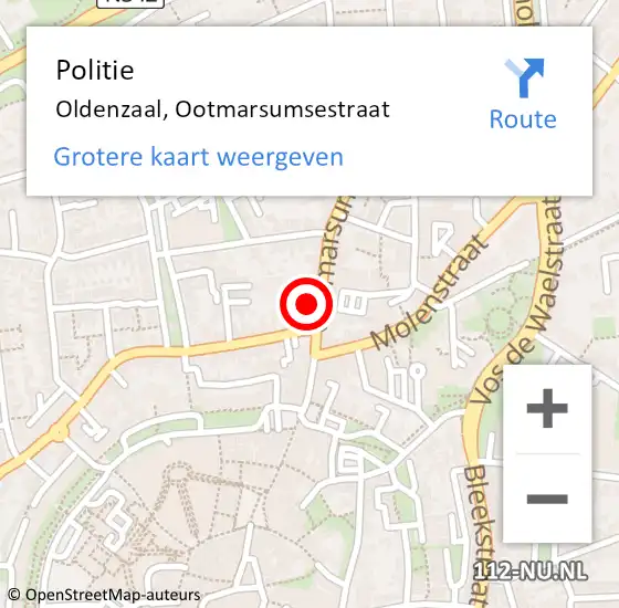 Locatie op kaart van de 112 melding: Politie Oldenzaal, Ootmarsumsestraat op 15 januari 2022 16:20