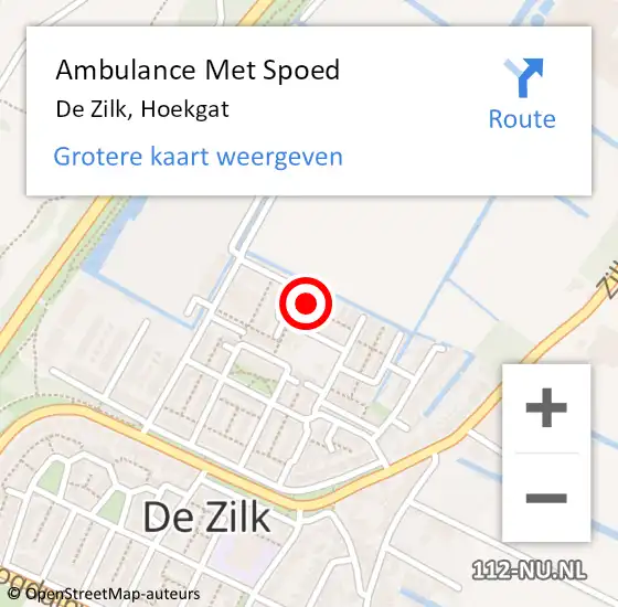 Locatie op kaart van de 112 melding: Ambulance Met Spoed Naar De Zilk, Hoekgat op 15 januari 2022 16:42