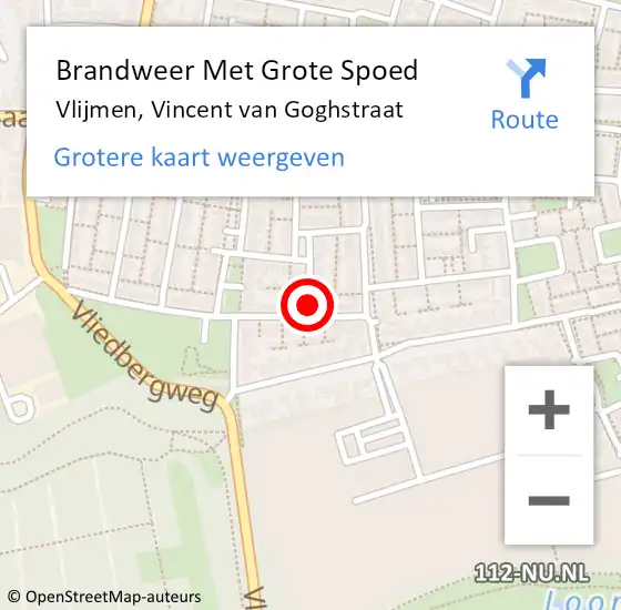 Locatie op kaart van de 112 melding: Brandweer Met Grote Spoed Naar Vlijmen, Vincent van Goghstraat op 15 januari 2022 16:58