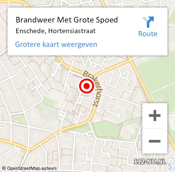 Locatie op kaart van de 112 melding: Brandweer Met Grote Spoed Naar Enschede, Hortensiastraat op 15 januari 2022 17:03