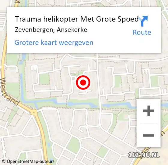 Locatie op kaart van de 112 melding: Trauma helikopter Met Grote Spoed Naar Zevenbergen, Ansekerke op 15 januari 2022 17:06