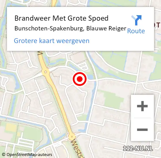 Locatie op kaart van de 112 melding: Brandweer Met Grote Spoed Naar Bunschoten-Spakenburg, Blauwe Reiger op 15 januari 2022 17:25