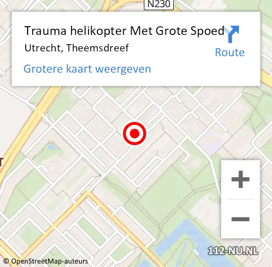 Locatie op kaart van de 112 melding: Trauma helikopter Met Grote Spoed Naar Utrecht, Theemsdreef op 15 januari 2022 17:42