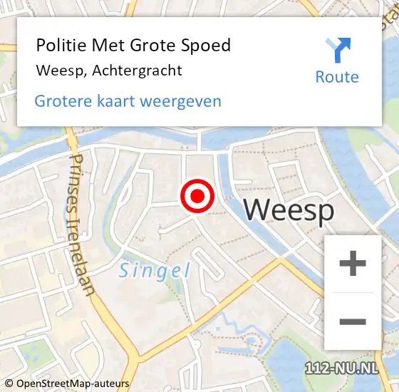 Locatie op kaart van de 112 melding: Politie Met Grote Spoed Naar Weesp, Achtergracht op 15 januari 2022 17:45