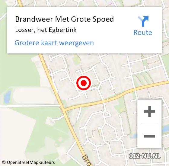 Locatie op kaart van de 112 melding: Brandweer Met Grote Spoed Naar Losser, het Egbertink op 15 januari 2022 17:58