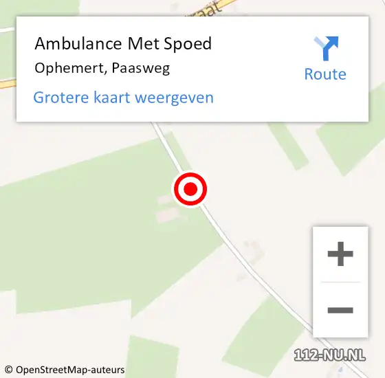 Locatie op kaart van de 112 melding: Ambulance Met Spoed Naar Ophemert, Paasweg op 15 januari 2022 18:04