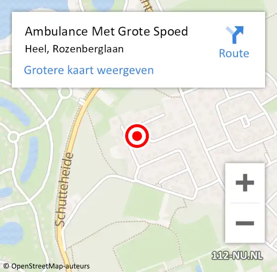 Locatie op kaart van de 112 melding: Ambulance Met Grote Spoed Naar Heel, Rozenberglaan op 15 januari 2022 18:15