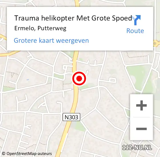 Locatie op kaart van de 112 melding: Trauma helikopter Met Grote Spoed Naar Ermelo, Putterweg op 15 januari 2022 18:21