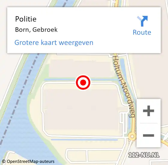 Locatie op kaart van de 112 melding: Politie Born, Gebroek op 15 januari 2022 18:27