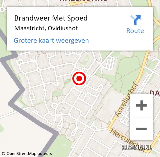 Locatie op kaart van de 112 melding: Brandweer Met Spoed Naar Maastricht, Ovidiushof op 15 januari 2022 18:44