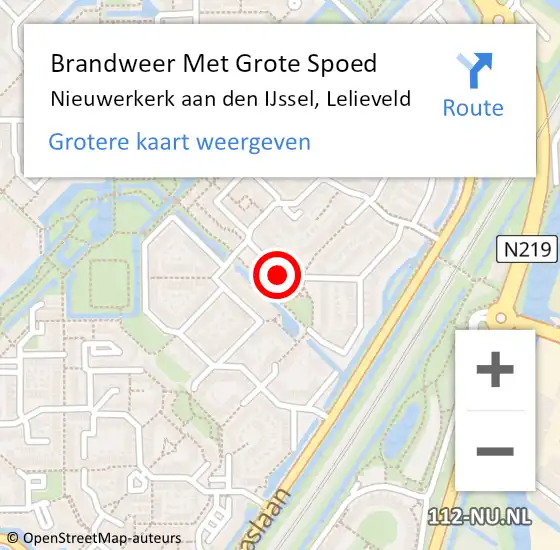 Locatie op kaart van de 112 melding: Brandweer Met Grote Spoed Naar Nieuwerkerk aan den IJssel, Lelieveld op 15 januari 2022 19:26