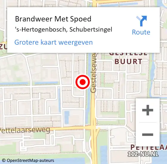 Locatie op kaart van de 112 melding: Brandweer Met Spoed Naar 's-Hertogenbosch, Schubertsingel op 15 januari 2022 19:32