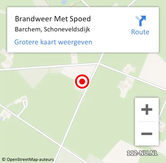 Locatie op kaart van de 112 melding: Brandweer Met Spoed Naar Barchem, Schoneveldsdijk op 5 juli 2014 12:01