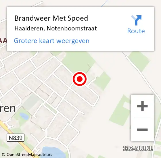 Locatie op kaart van de 112 melding: Brandweer Met Spoed Naar Haalderen, Notenboomstraat op 15 januari 2022 20:05