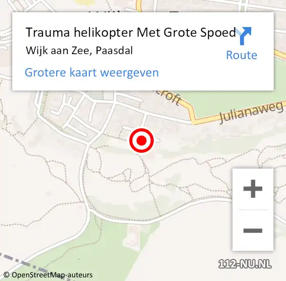 Locatie op kaart van de 112 melding: Trauma helikopter Met Grote Spoed Naar Wijk aan Zee, Paasdal op 15 januari 2022 20:15