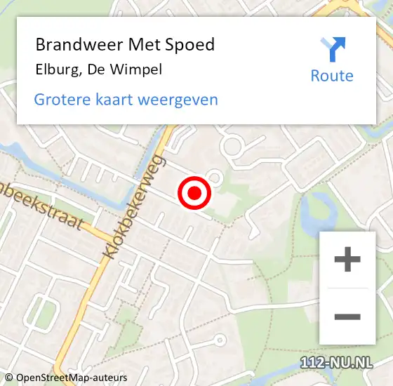 Locatie op kaart van de 112 melding: Brandweer Met Spoed Naar Elburg, De Wimpel op 15 januari 2022 20:17