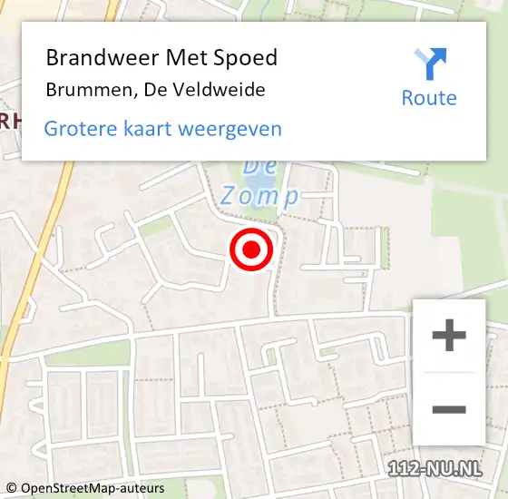 Locatie op kaart van de 112 melding: Brandweer Met Spoed Naar Brummen, De Veldweide op 15 januari 2022 20:21